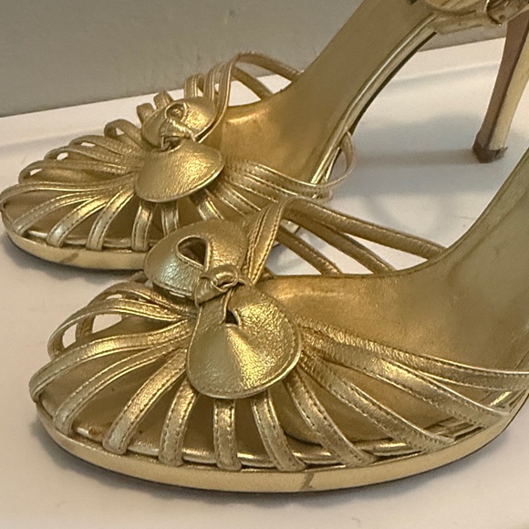 Sergio Rossi Gold Strappy Heels - Picture 4 of 12